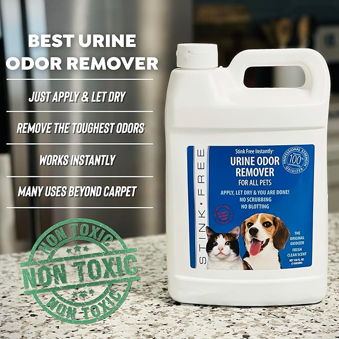 Instantly Urine Odor Remover for Pets - Eliminator for Cat & Dog Pee, Best Oxidizer Based Urine Cleaner for Carpets, House, Rugs, Mattress, etc. 2-128 Oz (2 Gallons)