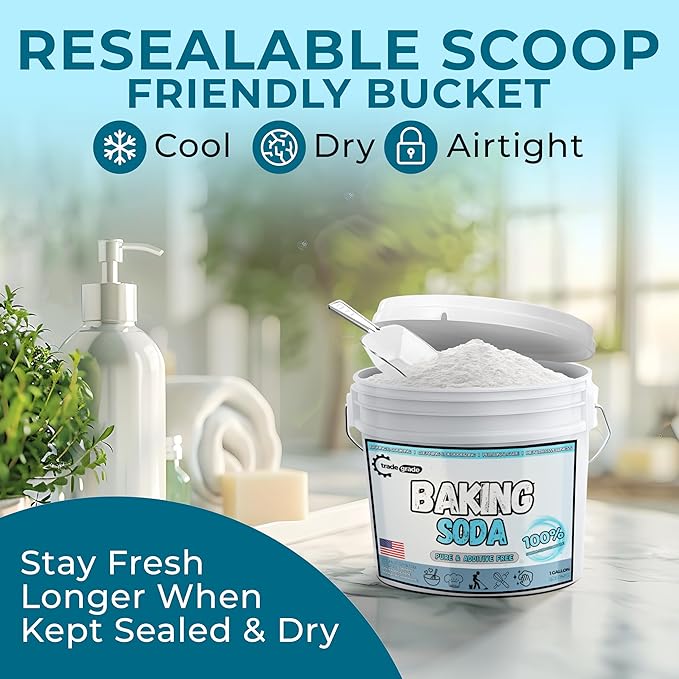 TradeGrade Pure Baking Soda Powder (1 Gallon) Food-Grade Sodium Bicarbonate Powder for Cooking, Cleaning & Deodorizing