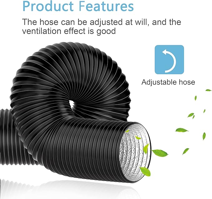 Hon&Guan 4In Dryer Vent Connector, Iron Twist Lock Dryer Vent Wall Plate and Insulated Flexible Duct 8FT with 2 Duct Clamps