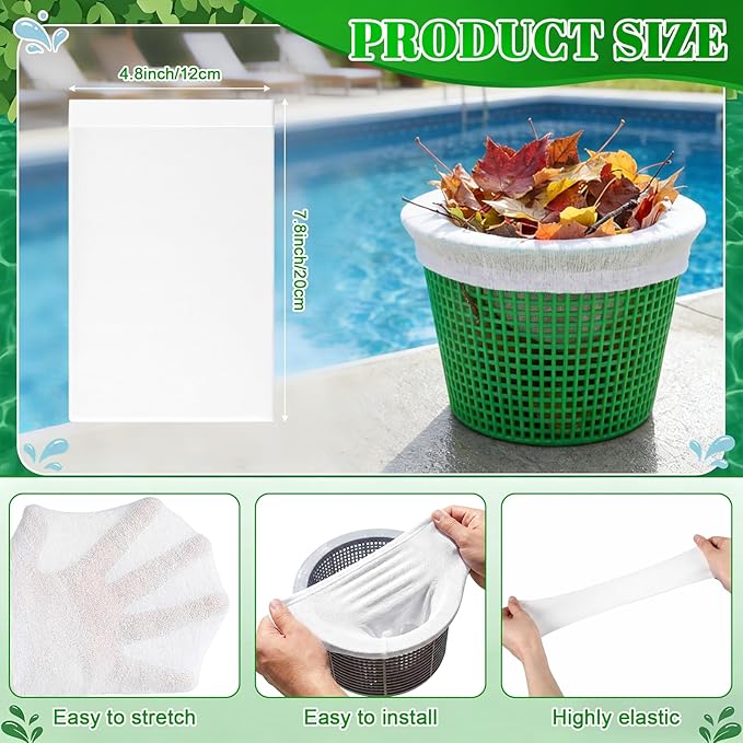 300 Pack Pool Skimmer Socks – Fine Mesh Filter Socks for Inground and Above Ground Pools, Traps Debris Leaves Sand, Protects Pump and Filter System for Pool Filters Filters Baskets Skimmers