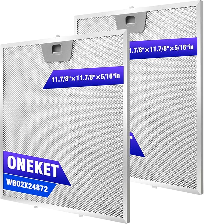 WB02X24872 Range Hood Grease Filter Replacement - 2 Pack, Fits 11 7/8 x 11 7/8 x 5/16 Inch Vent Hoods