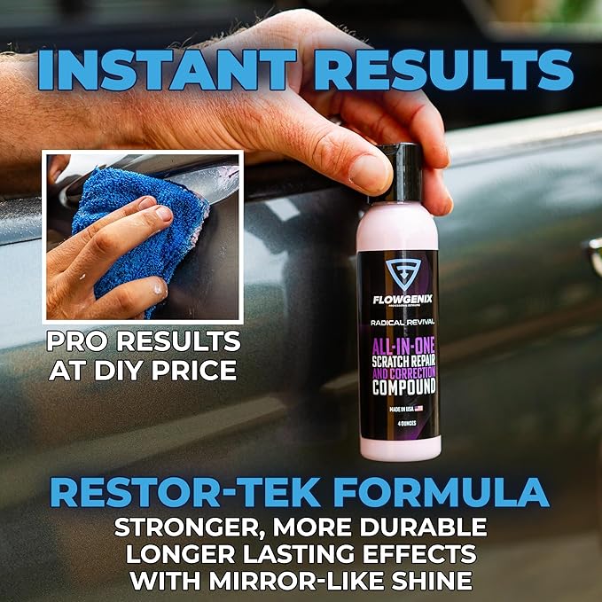 Instant Car Scratch Remover for Vehicles, All-in-One Car Paint Scratch Repair and Polishing Compound (4 oz) - Incl. Microfiber Applicator and Microfiber Towel