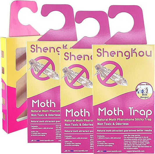 Effective and Refillable Dual Moth Pheromone Traps, Ultimate Solution to Clothes & Pantry Moth Control -4 Pack