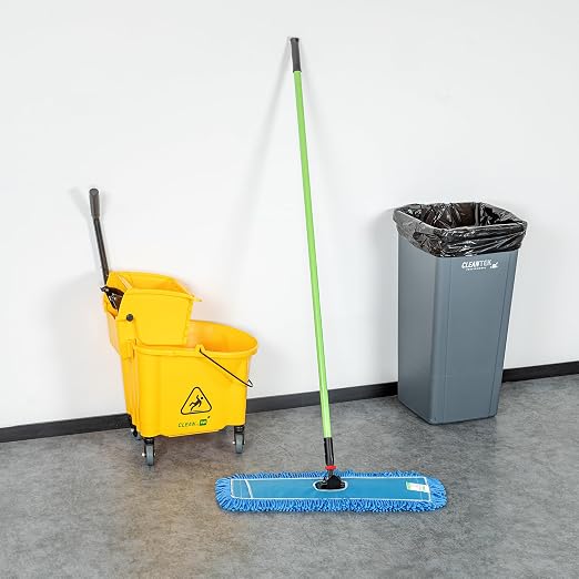 Restaurantware-Clean Tek Professional 24.02 x 5 Inch Dry Floor Mop, 1 Reusable Dust Mop - 64-Inch Handle, Secure Attachment, Blue Microfiber, Machine Washable, for Floor, Cleaning Home Or Office