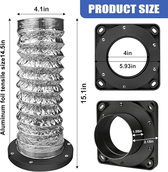 Magnetic Dryer Vent Coupler Strong Magnetic Self-connection，Magnetic Dryer Vent Coupling with a Built-in 4-inch Sealed Hose，Magnetic Dryer Vent Connector Kit for Connection and Disconnection(BLACK)