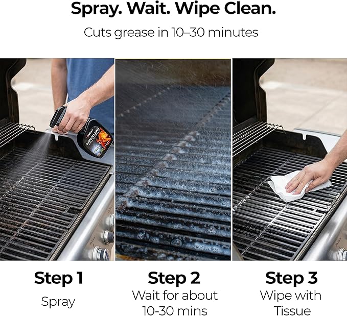Kona Safe/Clean Grill Cleaner Spray - Now 40% More Cleaning Power, Heavy Duty No-Drip Gel, Eco-Friendly, Food Safe, BBQ Grate Degreaser, Biodegradable, Made in Michigan USA - 23oz
