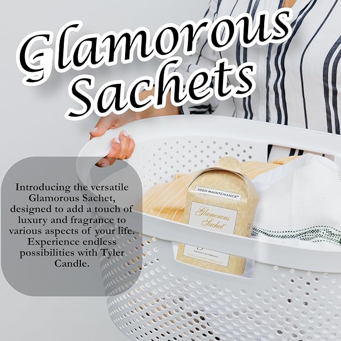 Tyler Candle High Maintenance Dryer Sachets, 8 Glamorous Reusable Dryer Sachets, 2 Pack (4 per Pack) Bundle with Lumintrail Stain Remover Pen, Laundry Softener Sheets, Scent for Fabric Detergent Beads