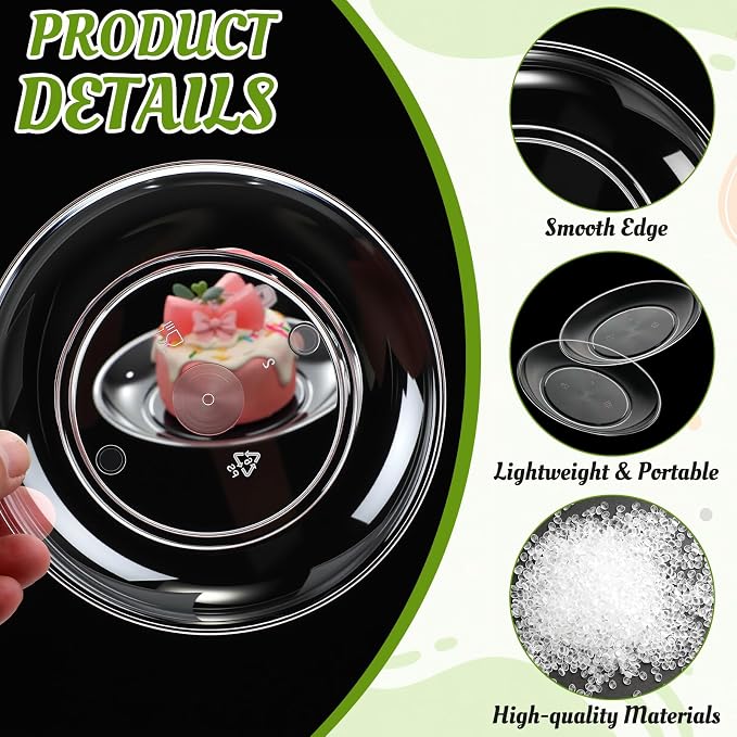Zopeal 150 Pcs 5 Inch Plastic Dessert Plates Bulk Disposable Small Clear Appetizer Round Wedding Cake Plates Heavy Duty for Dinner Party BBQ Picnic Travel Event Birthday Supply