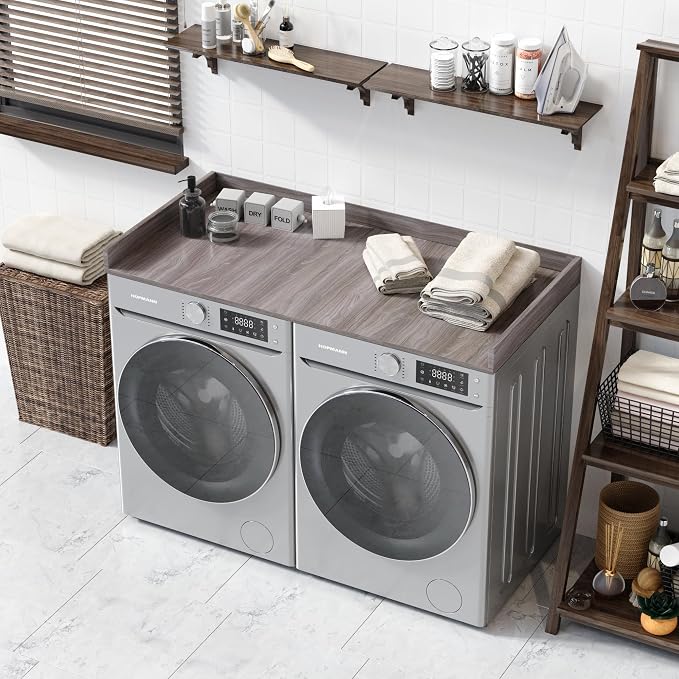 OfficeSimpli Washer Dryer Countertop, Made in USA, Non-Slip Pads, Laundry Room Wood Topper, Washer Dryer Cover for Top, Laundry Countertop, Laminate Finish (Iconic Maple, Extra Large (30" x 58"))