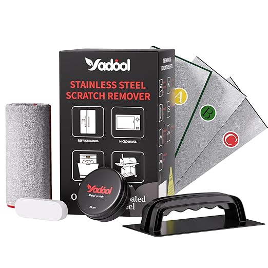 Stainless Steel Scratch Remover Kit, Suitable for Sinks & Appliances Scratch Repair & Polish, Used for Non-Coated Stainless Steel & Easily Remove Rust, Discoloration