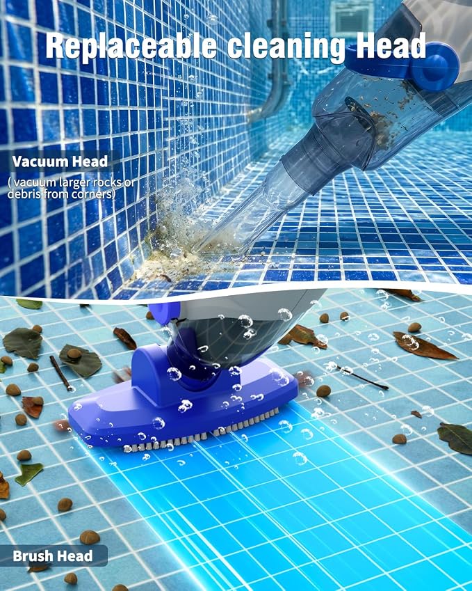 (2026 Upgrade) Little Shark Cordless Pool Vacuum, 60W Motor, 18 GPM Strong Suction, 5000mAh Battery, 60-Min Runtime, Compact Lightweight Handheld Pool Cleaner for Above Ground Pools & Hot Tubs