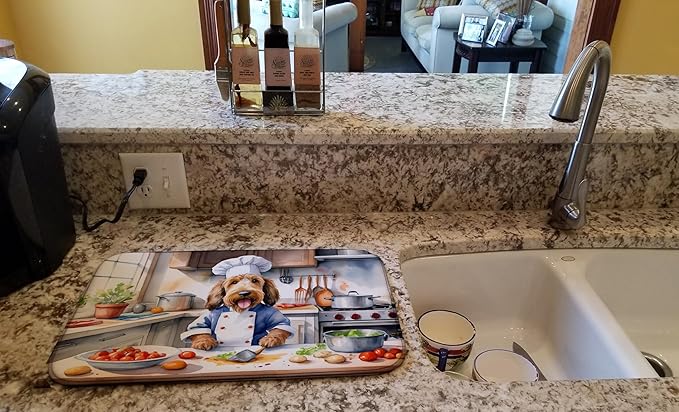 Caroline's Treasures DAC6295DDM Otterhound The Chef Dish Drying Mat Absorbent Dish Drying Mat Pad for Kitchen Counter Dish Drainer Mat for Countertop, 14 x 21", Multicolor