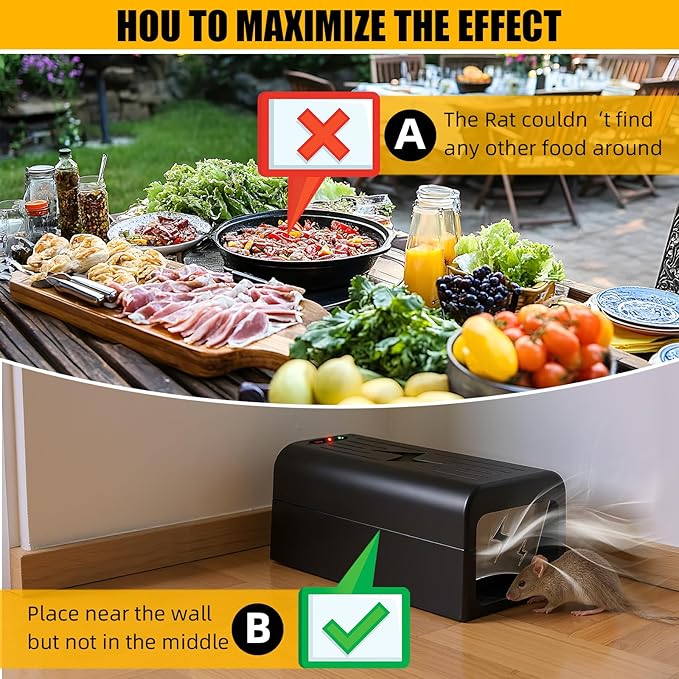 Electric Mouse Trap Indoor Rat Zapper Electronic Rat Trap Mouse Traps Indoor with Powerful Voltage Effectively Kills Mice and Rats in Home, Kitchen, Garage, Attic Humane & Safe