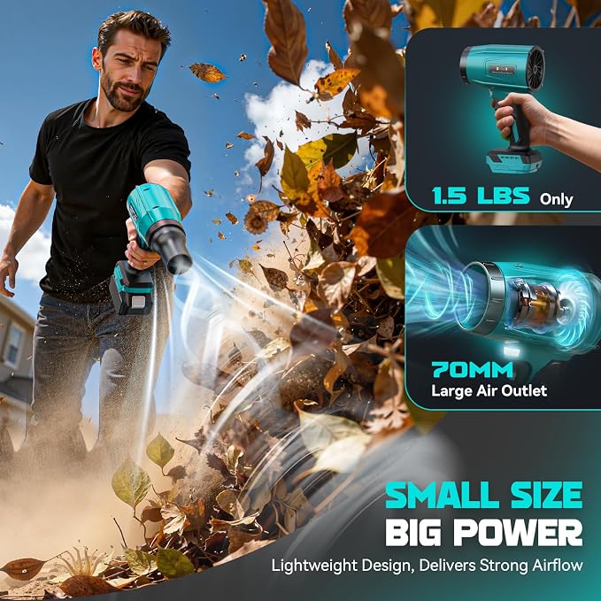 DIYtoolifz Cordless Leaf Blower Compatible with Makita 18V (Tool Only), 800,000RPM Brushless Motor, Adjustable Speed, Lightweight Portable Electric Blower for Car, Patio, Garden (Without Battery)