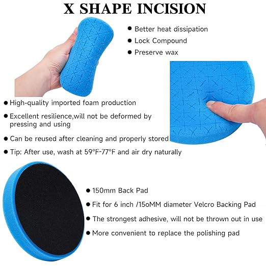 10pcs Polishing Buffing Pads for Drill - 6 Inches Car Polishing kit, Car Foam Buffing Sponge Pads Kit with M14 Drill Adapter,Wool Pads,for Body Foam Wax & Drill Buffing