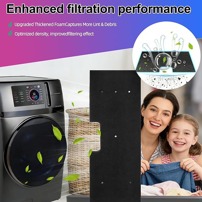 9Pcs Dryer Vent Cleaner Kit for GE Washer Dryer Combo,WH01X35719 Lint Filter replacement with dryer vent brush, Dryer Vent Vacuum Hose Attachment,Hand Washable and Reusable,Models: PFQ97HSPVDS