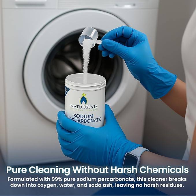Sodium Percarbonate Powder 99% Purity - Oxygen Bleach, Hydrogen Peroxide Release Cleaner for Laundry, Dishwasher, Deodorizing & Stain Removal, Multi-Surface Use, Color-Safe (36 lbs)