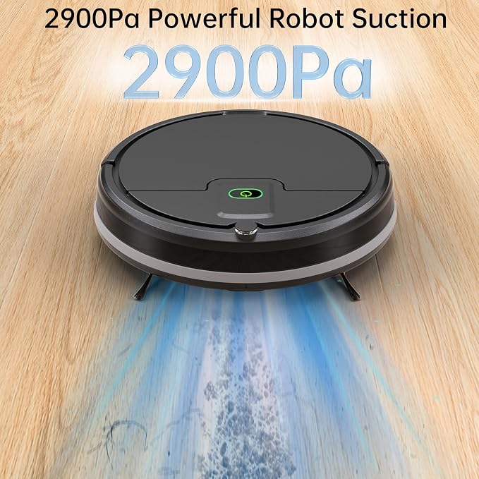 Robot Vacuum Cleaner, 2900Pa Suction Tangle-Free Robotic Vacuums, 120Mins Max, Slim, Infrared Anti-Collision Auto Recharge Robotic Vac, Quiet Remote Control for Hardwood Tile, Ideal for Pet Hair Dust