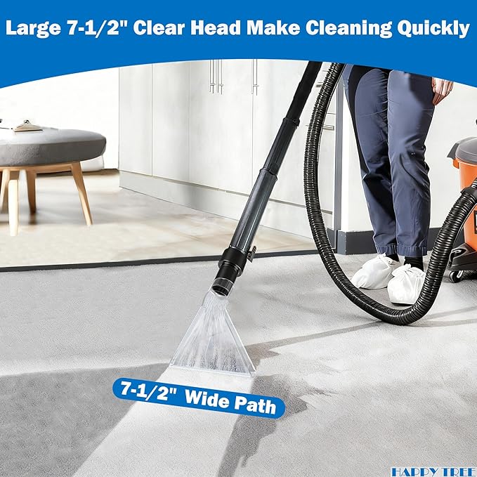 Happy Tree Universal Fits All Shop Vacs Large 7-1/2" Clear Extraction Head with 2-1/2" &1-7/8" & 1-1/4" Adapters for Auto Detailing, Shop Vac Extractor Attachment for 1-26 Gallon Wet Vacuum Cleaners