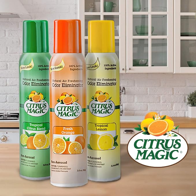 Citrus Magic Natural Odor Eliminator Air Freshener Spray (Orange Blast) and Citrus Magic Pet Odor Absorbing Solid Air Freshener