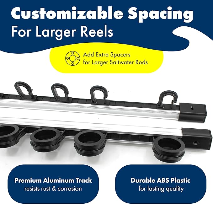 Rush Creek Creations | Fishing Rod Holder, Garage Organization and Wall Storage, for Reels, Gear and Accessories (Vertical/Horizontal Rack)