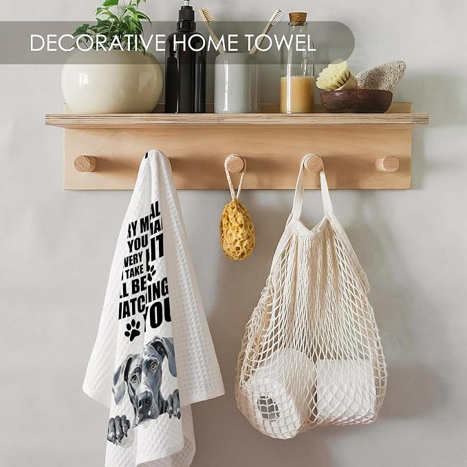 Great Dane Kitchen Towel Gifts for Dog Lovers Decorative Set of 2, Great Dane Dish Towels Dishcloths Tea Towels, Dog Waffle Weave Microfiber Hand Towel for Kitchen Bathroom Decor 16x24