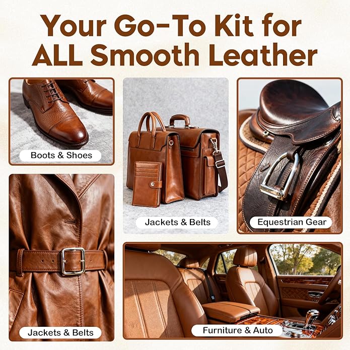 LANBEIDE Leather Boot Care Kit, Boot Cleaning & Shine Kit – Includes Saddle Soap, Mink Oil Conditioner, Waterproofing Wax, and Brushes for Men & Women Cowboy Boots