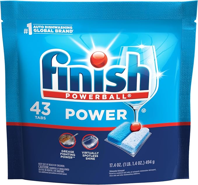 Finish Power Dishwasher Pods, No Pre-Rinse Dishwasher Detergent Soap For Deep Clean & Shine with Degreasing Power, Fresh Scent, 43 Count