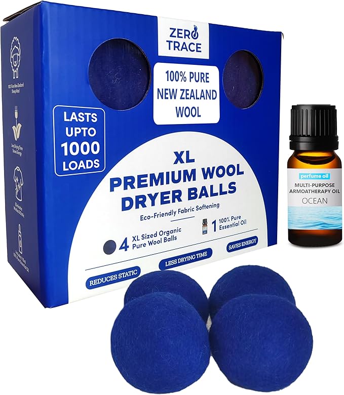 Zero Trace Fragrance Free Laundry Sheets with Color Catcher and Dryer Wool Balls Bundle