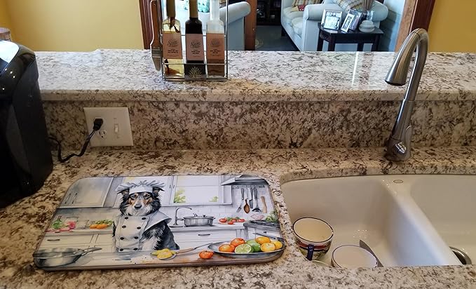 Caroline's Treasures DAC6214DDM Borzoi The Chef Dish Drying Mat Absorbent Dish Drying Mat Pad for Kitchen Counter Dish Drainer Mat for Countertop, 14 x 21", Multicolor