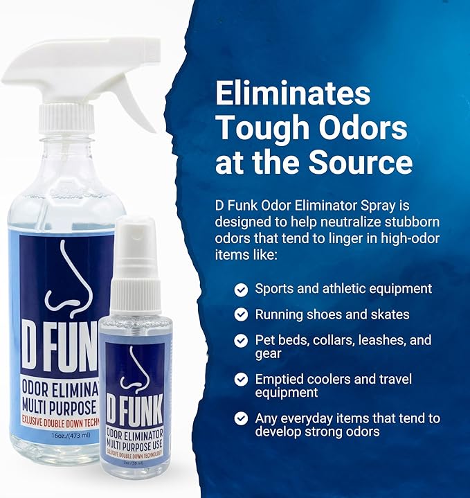 Ardent D Funk Odor Eliminator for Strong Odor, 2 Pack, 16 oz. and 2 oz. Bottle, Spray to Remove Smells, Pet Supplies, Sport Shoes and Equipment, Coolers, Made in USA