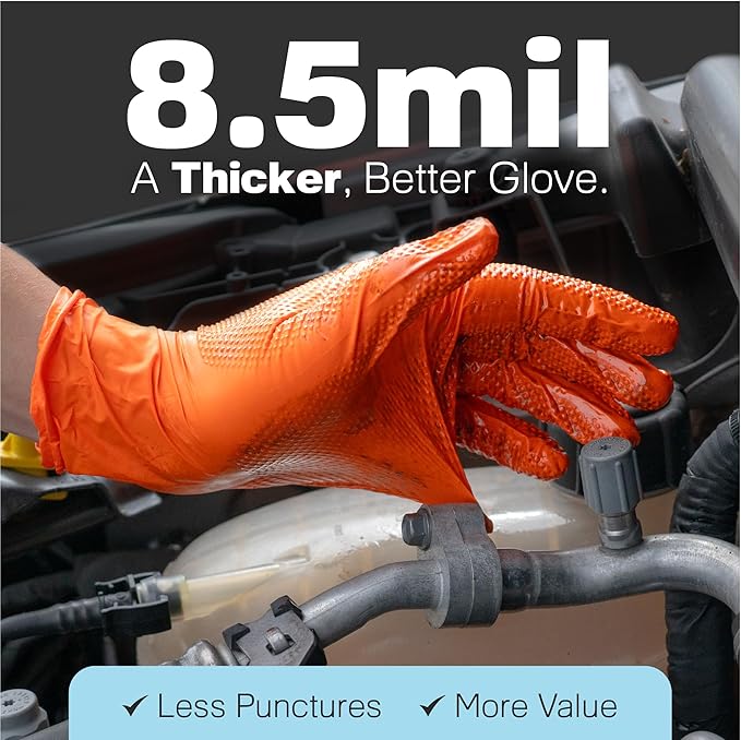 Raxwell Nitrile Disposable Gloves - Puncture-Resistant Work Gloves - Diamond Grip for Food Prep, Cleaning & Cooking