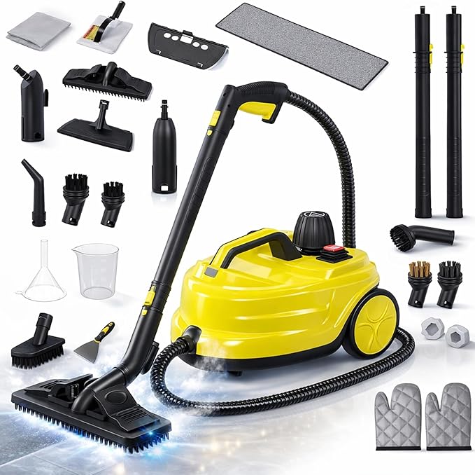 Heavy-Duty Steam Cleaner for Home & Car - High-Pressure Chemical-Free Deep Cleaning System, Portable Handheld Steamer with 27-Piece Kit for Tile, Grout, Floors, Ovens & Upholstery