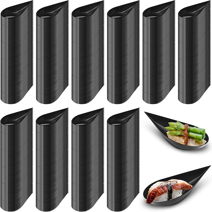 Tessco for you 800 Pcs 4" Tear Drop Appetizer Spoons Mini Appetizer Plates Reusable Tasting Spoons Plates Catering Supplies Disposable for Serving Small Desserts Cakes Bowls (Black)