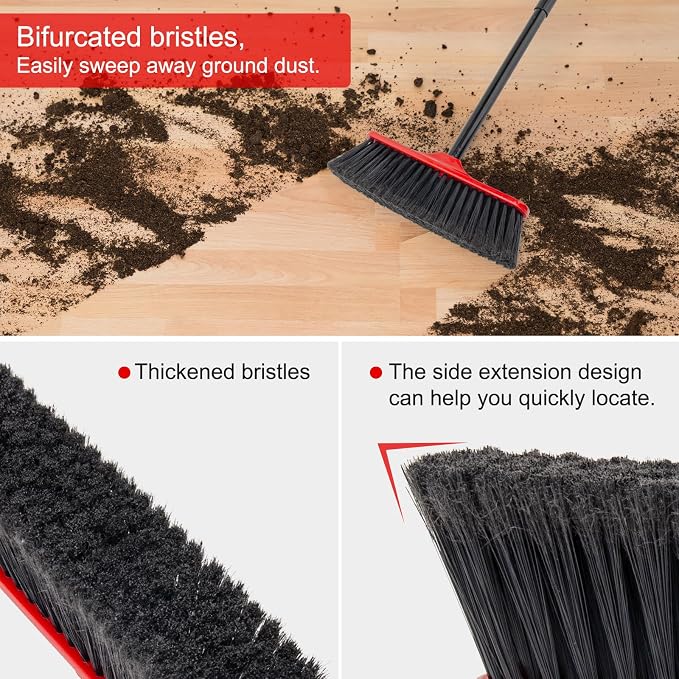 KeFanta 3 Packs Indoor/Outdoor Brooms, Brooms for Sweeping Indoor, 51" Long Handle House Broom for Home Garage Kitchen Office Courtyard Lobby Patio Lawn Concrete