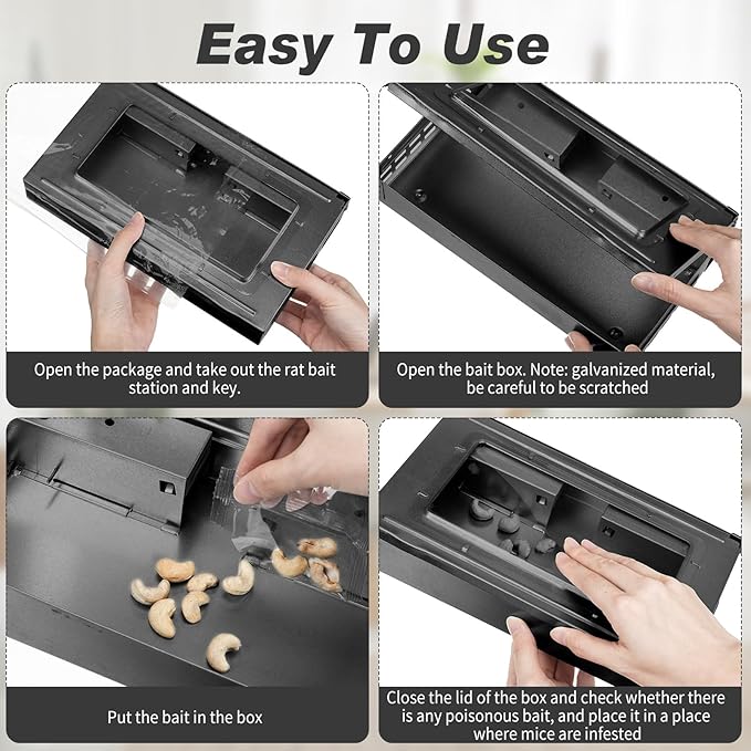 Qualirey 4 Pack Multi Catch Mice Trap Clear Top Humanized Mouse Trap Rodent for Indoor Outdoor Rat Control Pet and Security (6.3 Inch,Black)