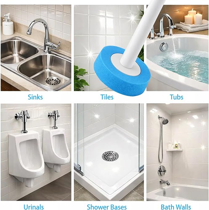 CiLoN 24 Pads Auto Lid Opener Disposable Toilet Bowl Brush & Holder Refills | Wall-Mounted Disposable Toilet Cleaning Set For Touch Free Space-Saving Hygienic Modern Bathrooms (Ocean Breeze + 30 Sponge)