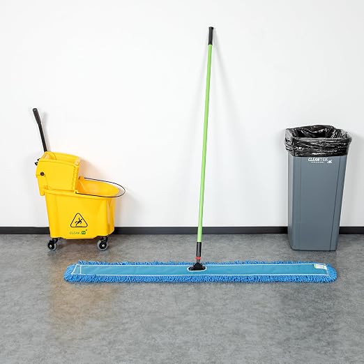 Restaurantware-Clean Tek Professional 59.84 x 5 Inch Dry Floor Mop, 1 Reusable Dust Mop - 64-Inch Handle, Secure Attachment, Blue Microfiber, Machine Washable, for Floor, Cleaning Home Or Office
