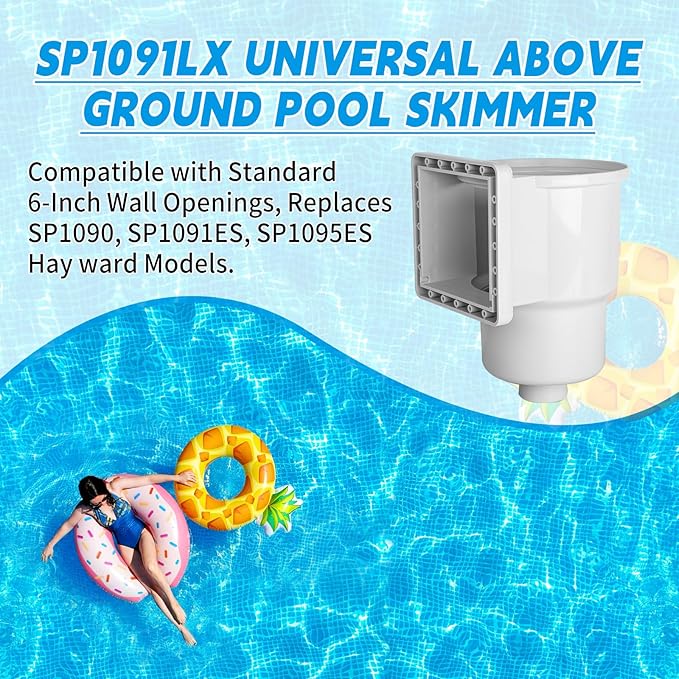 SP1091LX Universal Above Ground Pool Skimmer Kit with Accessories, Compatible with Standard 6-Inch Wall Openings, Replaces SP1090, SP1091ES, SP1095ES Hay Ward Models