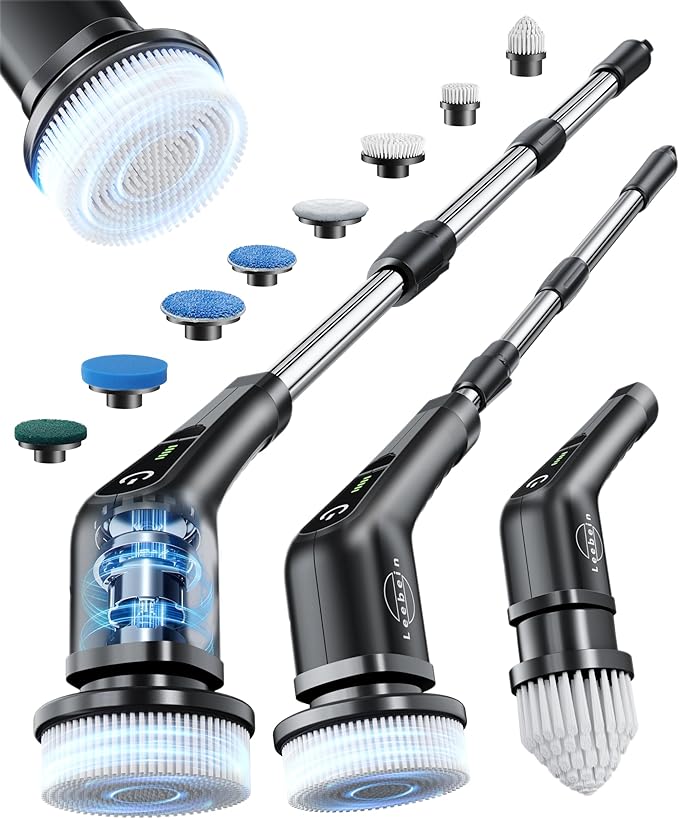 Leebein ANS-8050 Electric Spin Scrubber + Extra 7PCS Replacement Brush Heads