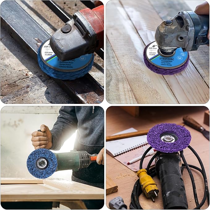 20 Pcs 4" x 5/8" Strip Discs Bulk, Paint Stripping and Rust Removal Wheels for Angle Grinders, Abrasive Grinding Discs for Metal, Wood, and Fiberglass, Blue+ Purple
