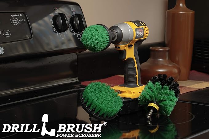 Kitchen Cleaning Supplies - Kitchen Power Scrubbing Brushes - Accessories for a Clean Home - Stove Top Cleaner Brushes - Drill Powered Oven Cleaner - Fridge Nylon Scrubbing Brush - Sink & Countertop