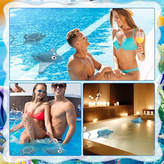 2 Pack Hot Tub Scum Absorber, Reusable Washable Scum Hot Tub Sponge for Spa Pool Cleaner Oil Absorbing Adults, Turtle Devilfish