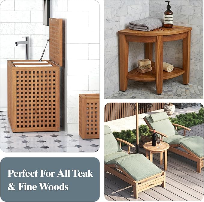 AquaTeak Care Kit - Premium Teak Oil, Teak Wood Cleaner & Brightener, 16 oz Each - Cleans & Restores Outdoor & Indoor Furniture, Shower Stool & Decks - Removes Wood Stain & Maintains Natural Finish