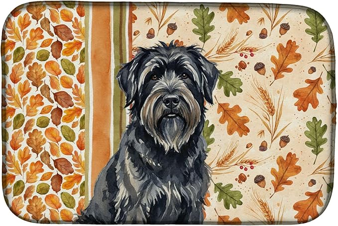 Caroline's Treasures Bouvier des Flandres Heirloom Fall Dish Drying Mat Absorbent Dish Drying Mat Pad for Kitchen Counter Dish Drainer Mat for Countertop, 14 x 21", Multicolor
