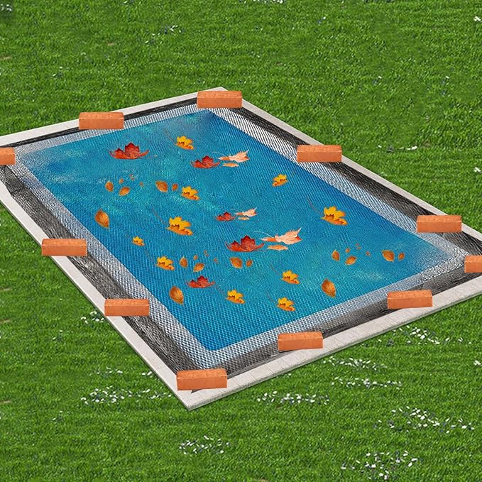 23 x 42.5 Feet Pool Leaf Net Cover Inground Pool Cover Rectangle Swimming Pool Cover Mesh Pool Cover for 20 x 40 ft Inground Swimming Pool, Keeps Leaves Out of Your Pool (Black)