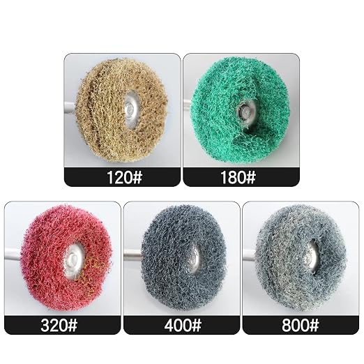 100pcs 1" Abrasive Wheel Buffing Polishing Wheel Set for Rotary Tool, with 3mm Shaft for Rust Removal Deburring Metal Polishing (Brown 120#)