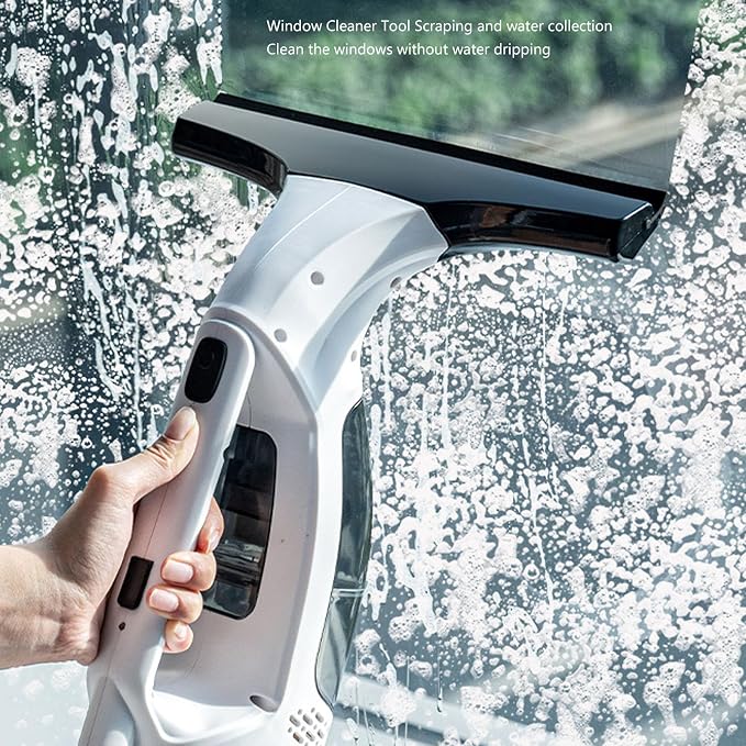 Window Vacuum Squeegee Cordless, Strong Suction Handheld Electric Window Cleaning Tool with Wastewater Collection for Shower Wall, Glass, Mirror, Countertop, Tiles, Car