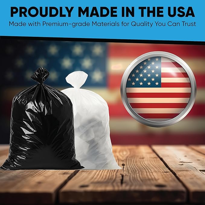 16-25 Gallon Trash Bags – Bulk 520 Count – Medium-Large Black Garbage Bags, One Size Fits 16, 20, 25 Gal Trash Can Liners for Bathroom, Kitchen, Home, Office & Commercial – Tear-Off Roll