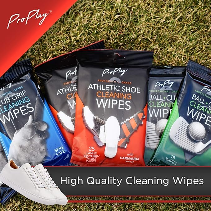 ProPlay Athletic Shoe Cleaning Wipes | Carnauba Wax Included | Repels Water from Shoes | Powerful Cleaner that Removes Dirt, Grass, and Sand | Convenient, Resealable Pack - Unscented 2 Pack